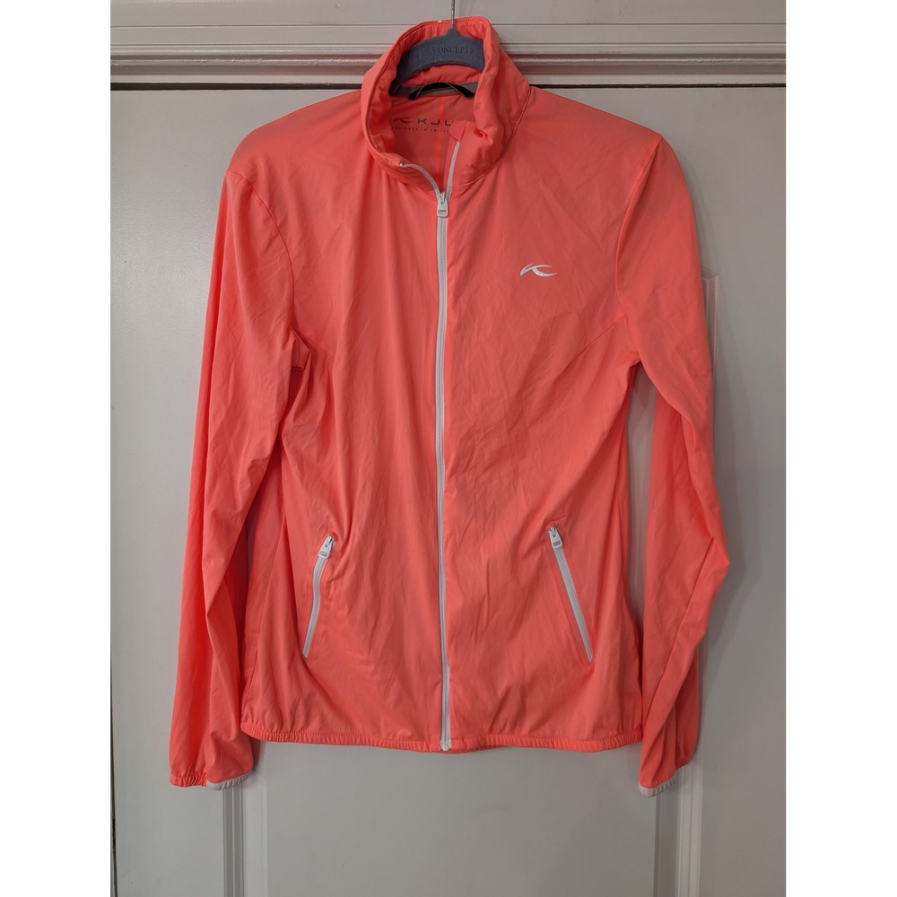 KJUS Delvin CL Jacket Womens 36‎ S Neon Coral Full Zip Windbreaker embroidery